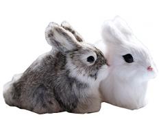 Conejo (2 unidades, Pascua, Figura de conejo pelo, conejo animales figura decorativa de Pascua conejo Piel