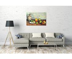 Paul Cézanne - Bodegón, jarra y frutas (1893/94), 60x40 cm, Impresión de la lona enmarcada en el marco de madera genuino y listo para colgar, impresión de la alta calidad hecha en Alemania.