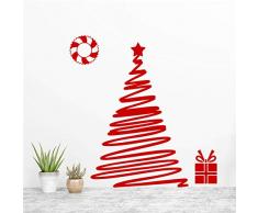 XCGZ Pegatinas de pared Cinta Roja Guirnalda Navidad Árbol Pegatinas De Pared para La Tienda Decoración del Hogar DIY Tatuajes De Ventanas Festival De Navidad De Pared De Vinilo Arte Mural