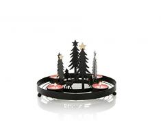 Evviva - Corona de adviento, Metal, 19,5 x 19,5 x 13 cm, Color Negro