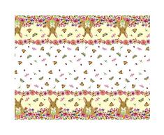 Unique Party - Mantel de Plástico - 2,13 m x 1,37 m - Diseño Floral del Conejito de Pascua (72633)