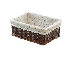 TOPBATHY Cesta de Almacenamiento de Mimbre Bin de Almacenamiento Tejido patrón de Flores cestas de Servir rústicas Cesta de Pascua Organizador de Mesa Decorativo (marrón tamaño m)