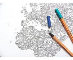 mapa del mundo poster - El gigante para colorear - mapas de viaje - Etsy mapa ventas - impresión del arte - página para colorear mandala - Dibujo Mandala - colorear adultos