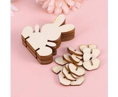 BESTOYARD Rebanada de Figura de Conejo de Madera para Decoración de Bricolaje de Artesanía de Escritorio o Mesa de Pascua 10pcs
