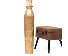 Leewadee Jarrón De Suelo Grande para Ramas Secas Decorativas Florero Alto De Piso Decoración Casa 90 cm, Madera de Mango, Dorado
