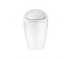 Koziol DEL - Papelera de baño con tapa oscilante (tamaño pequeño), color blanco