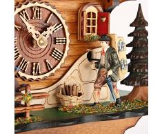 Trenkle Reloj cucú de Cuarzo Casa de la Selva Negra con Rueda de Molino y Hombre Cargando un Reloj Que se mueven, con música TU 478 QM HZZG