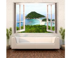 murando - Ilusion Optica 3D 210x150 cm - Fotomural Poster Finestra - Fotomurales Papel pintado - Quadro Mar Playa Duna