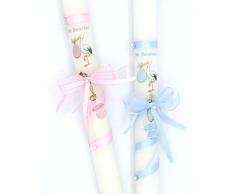 VELA DE BAUTIZO 32 CIGÜEÑA-POSIBILIDAD DE PERSONALIZAR CON EL NOMBRE Y LA FECHA DEL BAUTIZO EN ROSA, AZUL O DORADO