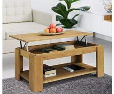 COMIFORT Mesa de Centro Elevable - Mueble con Revistero de Estilo Moderno y Muy Resistente, Madera Maciza, Fabricado en Europa, Color Ahumado