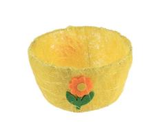 Amosfun Relleno portátil de la Cesta de los Regalos de la Hierba de la Cesta de los Huevos de Pascua con la decoración de la Flor