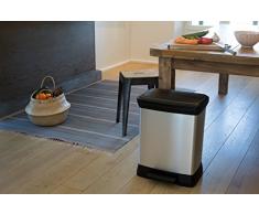 Curver Cubo decorado con pedal duo 30 L (cubetas 10+18L), Metal, 37x27x48.5 cm, 203291