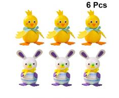 PRETYZOOM Pascua Conejo Figuritas Conejo Pollo Estatua Artesanía Espuma Formas Animales Diy Ornamento Materiales para Guardería Guardería Pascua Fiesta Favores 6 Piezas