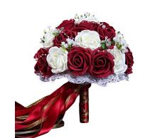 Ramo de Flores Artificiales Bouquet Nupcial de Boda Rosas Flores de Novia para Decoración Banquete de Bodas ...