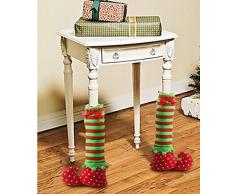 Par Mesa De Navidad Pierna Cubre Elf Elfos Pies Zapatos Piernas Decoraciones Del Partido