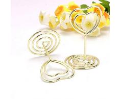 WOVELOT Mini Sostenedor de Memorandum Tarjeta de Lugar En Forma de Corazon Soporte de Imagen Clip de Nota Para Decoracion de Fiesta Boda Paquete 10 Piezas (Oro)