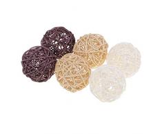 Baoblaze Bolas de Mimbre lnicio Boda de Navidad Artesanías Decorativas - 6pcs 7cm