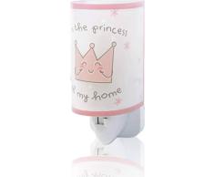 Dalber Princess and Prince Luz Nocturna quitamiedos Infantil Enchufe led Corona E14, Rosa