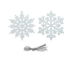 Auihiay 42 Piezas de plástico con Purpurina Copo de Nieve Adornos para decoración de Navidad, 4 Pulgadas, 2 Estilos, Color Blanco
