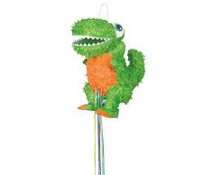 Unique Party- Piñata dinosaurio T-Rex para tirar, Color verde (65996)