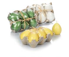 com-four® 18x Vela Huevo de Pascua para decoración - Velas en Forma de Huevos de Pascua - Velas de Huevo para decoración de Pascua (18 Piezas - Verde,Amarillo,Blanco)
