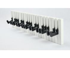 GMMH - Ganchos para Perchero (16 Ganchos, para Soporte de Pared), Diseño de Piano, Color Blanco y Negro
