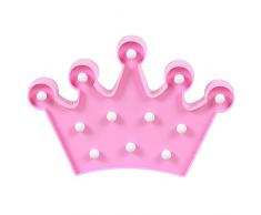 LED Corona Luz de Noche Niño Mesita de Noche Decoracion Para Regalo de Los Niños Decoración del Hogar (Rosa)