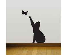 Cat Catching casa de la mariposa de vinilo etiqueta de la pared Decoración Decal Mural KItchen Pet
