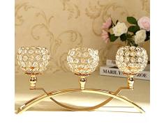 VINCIGANT Candelabros de Cristal Portavelas de Velas pequeñas de para la Decoración de la Pieza Central de la Mesa de Café, Día de la Boda Decoración navideña 3 Brazos