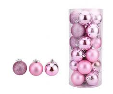 oamore Arte de Belleza Adornos de árbol de Navidad Bolas de Navidad Bola plástica de la decoración del árbol de Navidad de 24PC (Pink, 8cm/ 3.14inch)