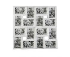 Versa 10830028 Portafotos con 16 ventanas Blanco 23x62x60 cm