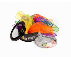 6 pañuelos (malabarista-disfraz-bailar)+ caja de regalo+DVD