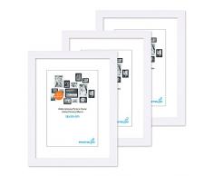 Photolini Juego de 3 Marcos 15x20 cm Modernos, Blancos de MDF con Vidrio acrílico, Incluyendo Accesorios/Collage de Fotos/galería de imágenes