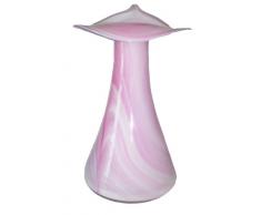 Gran jarron de cristal coloreado, grande florero de cristal soplado a boca en color rosa, bianco de marmol, altura circa 32 cm, diseñado y fabricado por la Oberstdorfer Glashütte