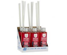 La Casa de los Aromas, Set de 6x100ml Ambientadores Mikado Frutos Rojos para Reposición con Varillas, Difusor Líquido de Aroma Frutos Rojos, Perfume Duradero para el Hogar, Baño, Casa