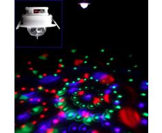 SODIAL(R) Luz de Escena Techo LED RGB 3W Color Completo Automatico Activado por Voz Iluminacion Giratoria para Decoracion de DJ Disco Club Fiesta Bar Casa