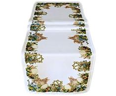 Raebel Mantel de Pascua, decoración de mesa, primavera, conejos de Pascua, decoración de Pascua, poliéster, Weiß, Braun, Grün, Bunt, Tischläufer 40x140 cm