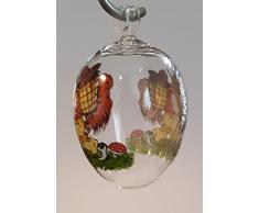 Decoración de Pascua para colgar decoración de ventana bola de cristal para colgar con gansos y conejos soplado con la bocaon Altura aprox. 6 cm diseño de Oberstdorfer Glashütte