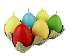 HAAC 6 velas en abrazaderas para los huevos de Pascua huevos de Pascua huevos velas tamaño 6 cm multicolor