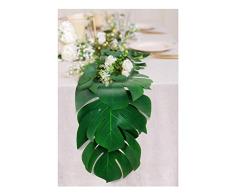 LIVACASA Hojas Artificiales Verdes Tropicales Hojas Palmera Artificial Grandes 36 Piezas Decoración de la Fiesta en Casa, para Bodas, Playa, Cumpleaños, Fiesta de Hawaii (Regalar Pegamento de Puntos)