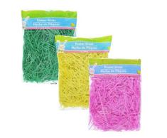 Wilk 3 Piezas de plástico Cesta de Pascua Hierba Reutilizable destrozado la Hierba de Pascua para los Bolsos del Regalo de Boda de la Cesta de Relleno - Rosa Amarillo Verde