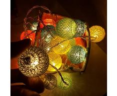 Cadena de Luces para Algodón Bola, Morbuy Batería Decorativas LED Lámpara de Tira 3.5cm Bola Hada Noche Cadenas de Luz Para Bebe Casa Dormitorio Decoración Boda Fiesta De Cumpleaños Navidad Jardines Festivales (4.8M / 30 luces, Niebla gris)