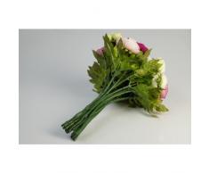 Ramo de ranunculus artificial con 23 flores, fucsia-rosa-blanco, 30 cm, Ø 25 cm - Flores decorativas / Ramillete sintético - artplants