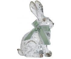 dekojohnson - Conejo Decorativo con Lazo, Conejito de Pascua en Aspecto de hormigón, Figura de jardín, decoración de Pascua Gris Sentado, 21 cm, sonajero, Oreja Larga, Conejo, Pascua