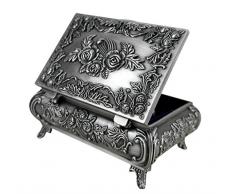 Infinite U Lujoso Estilo Retro Rectángulo Rosa Mujer Baratija Joyero Antiguo Plateado Caja para joyas Día de San Valentín