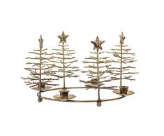 BLOOMINGVILLE - Corona de Adviento, candelabro de Adviento, con abetos - Metal - Diámetro 33 x 17 cm