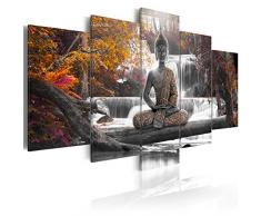 murando - Cuadro en Lienzo Buda 200x100 cm Impresión de 5 Piezas Material Tejido no Tejido Impresión Artística Imagen Gráfica Decoracion de Pared Oriente Zen Cascada c-A-0021-b-p