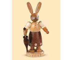 Conejo de Pascua señora coneja, 11 cm. de alto, natural, original de los Montes Metálicos (Erzgebirge) hecho por la empresa Müller del pueblo de Seiffen