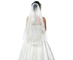 Nurinss – Vela para novia, tul, boda, velo corto, borde de satén con peine, para boda, despedida de soltera Blanco Talla única