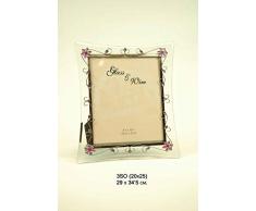 CAPRILO. Marco de Fotos Decorativo de Metal y Cristal Flores Violetas. Portarretratos. Portafotos, Regalos Originales de Comunión y Bautizos. Decoración Hogar. Foto 20 x 25 cm. IB